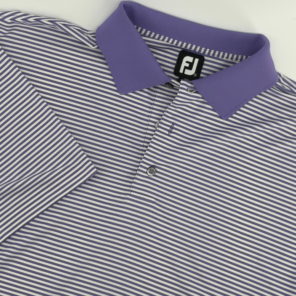 FootJoy FJ Mens XL Golf Polo Shirt Purple White Stripe Short Sleeve